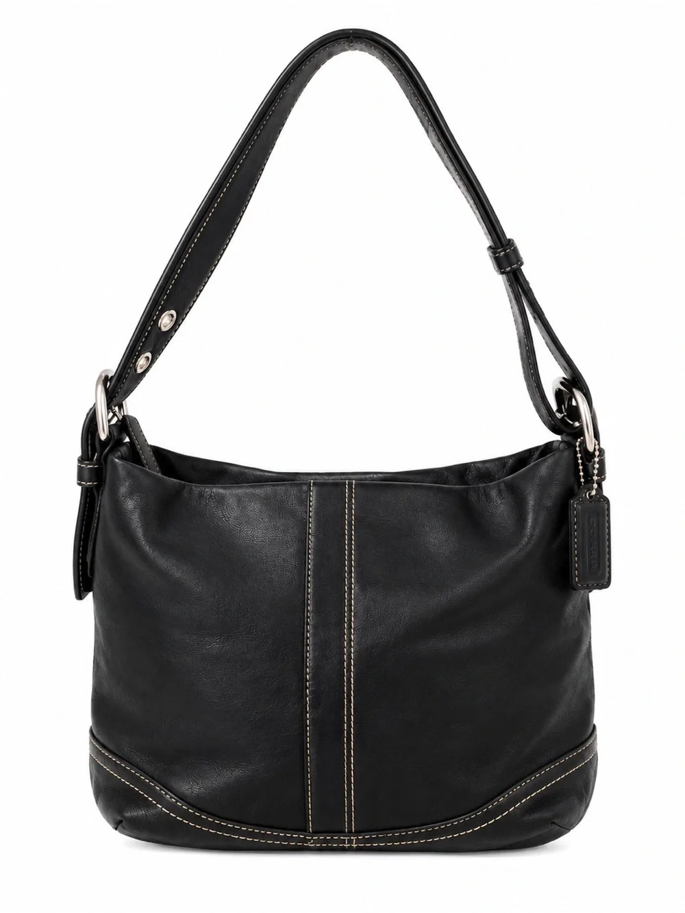 Vintage Y2K Coach Hamptons Black Leather Shoulder Bag